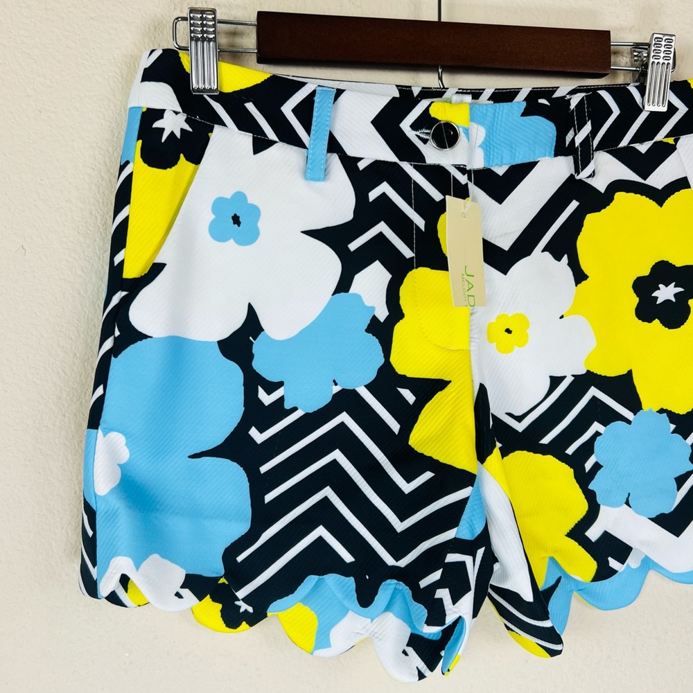Jade Melody Tam Floral Size 2 Zigzag Scalloped Shorts NWT Preppy Retro Mod - Picture 3 of 9